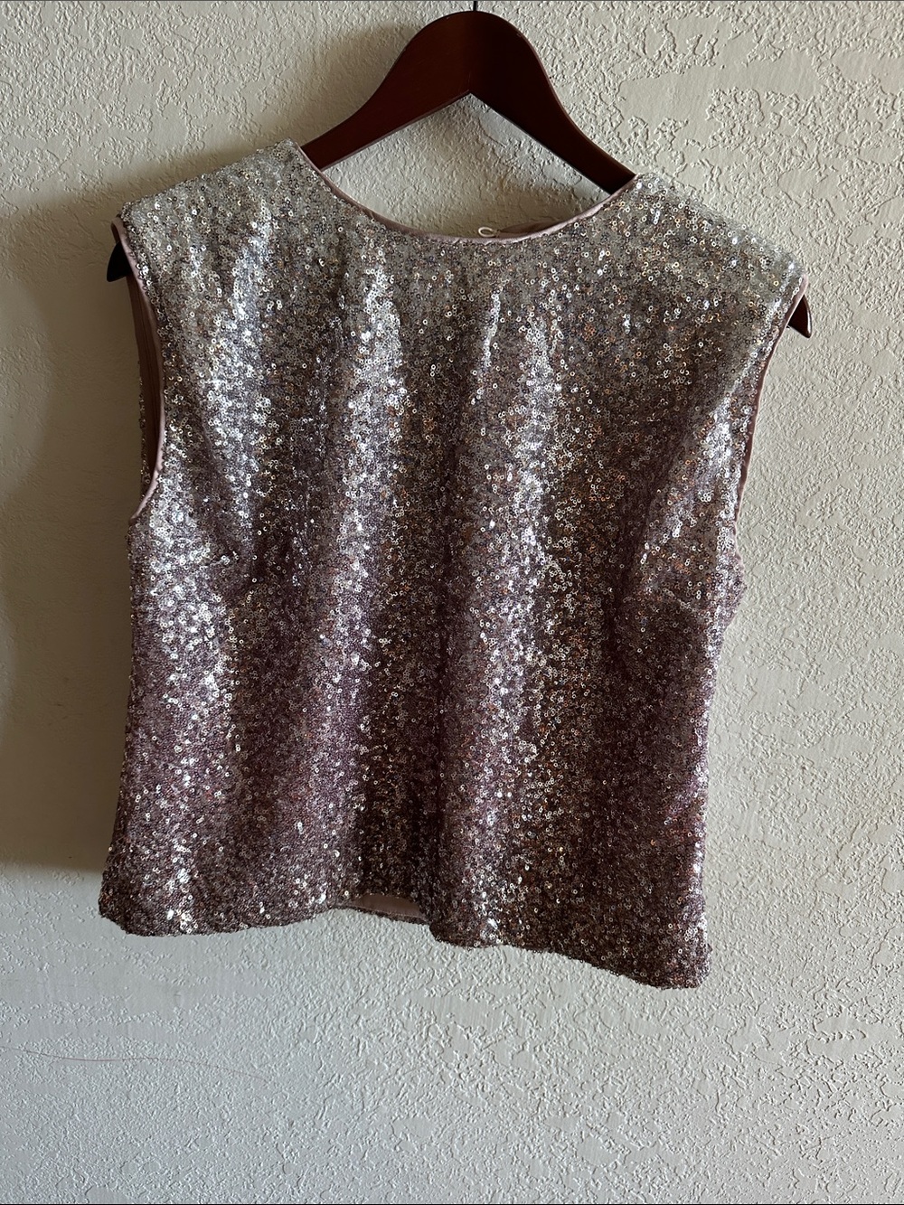 Anthropologie Fatima Sequin Top NWT Ombre Silver Pink 2